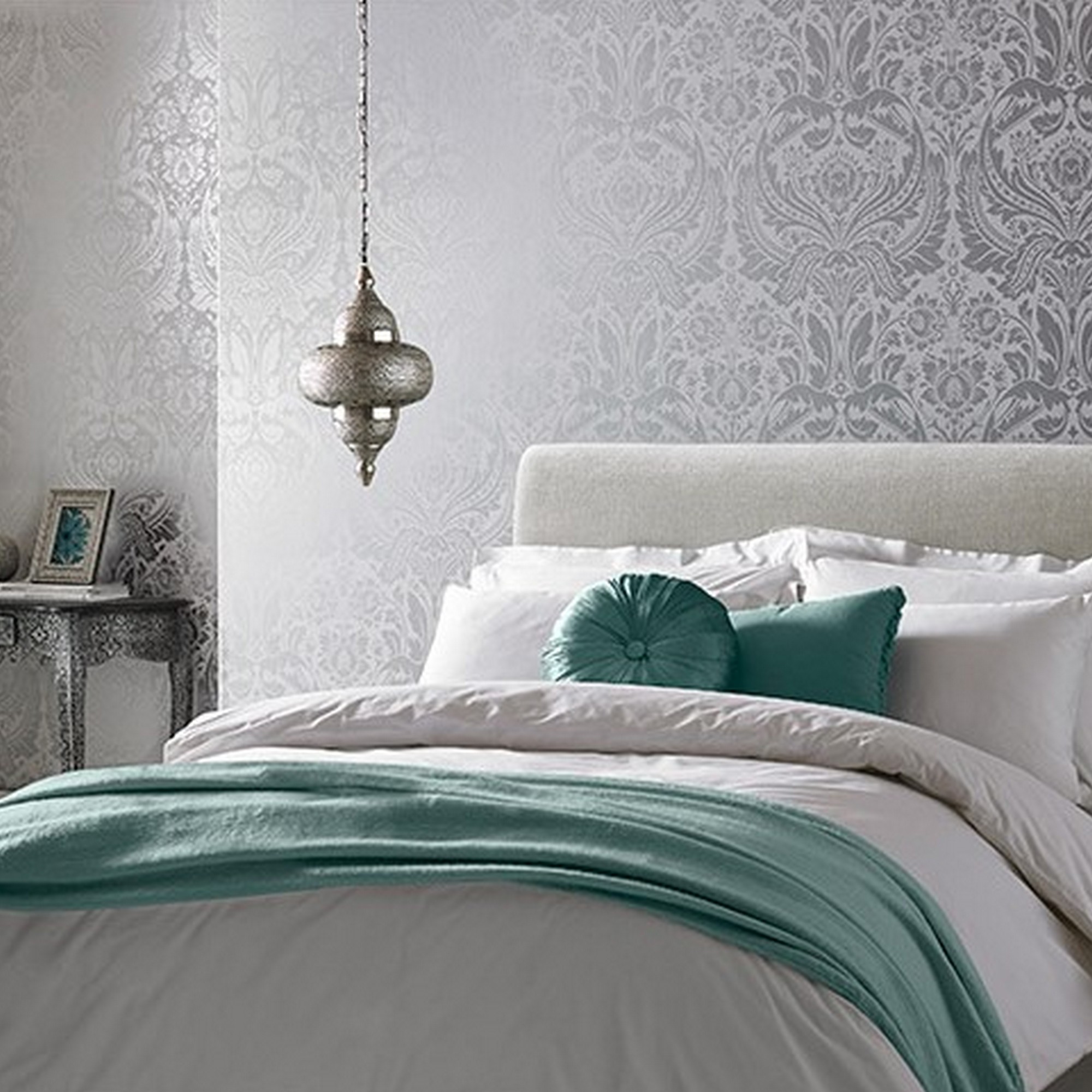 Desire Damask Wallpaper 103432 By Graham Brown In Silver Grey